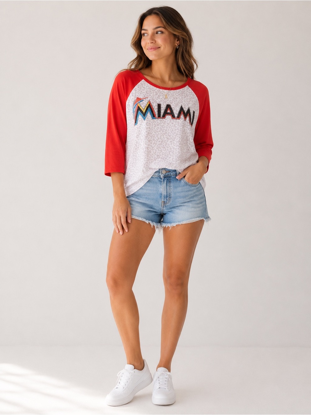 PINK Victoria’s Secret Miami Marlins Leopard Baseball Raglan Tee XS